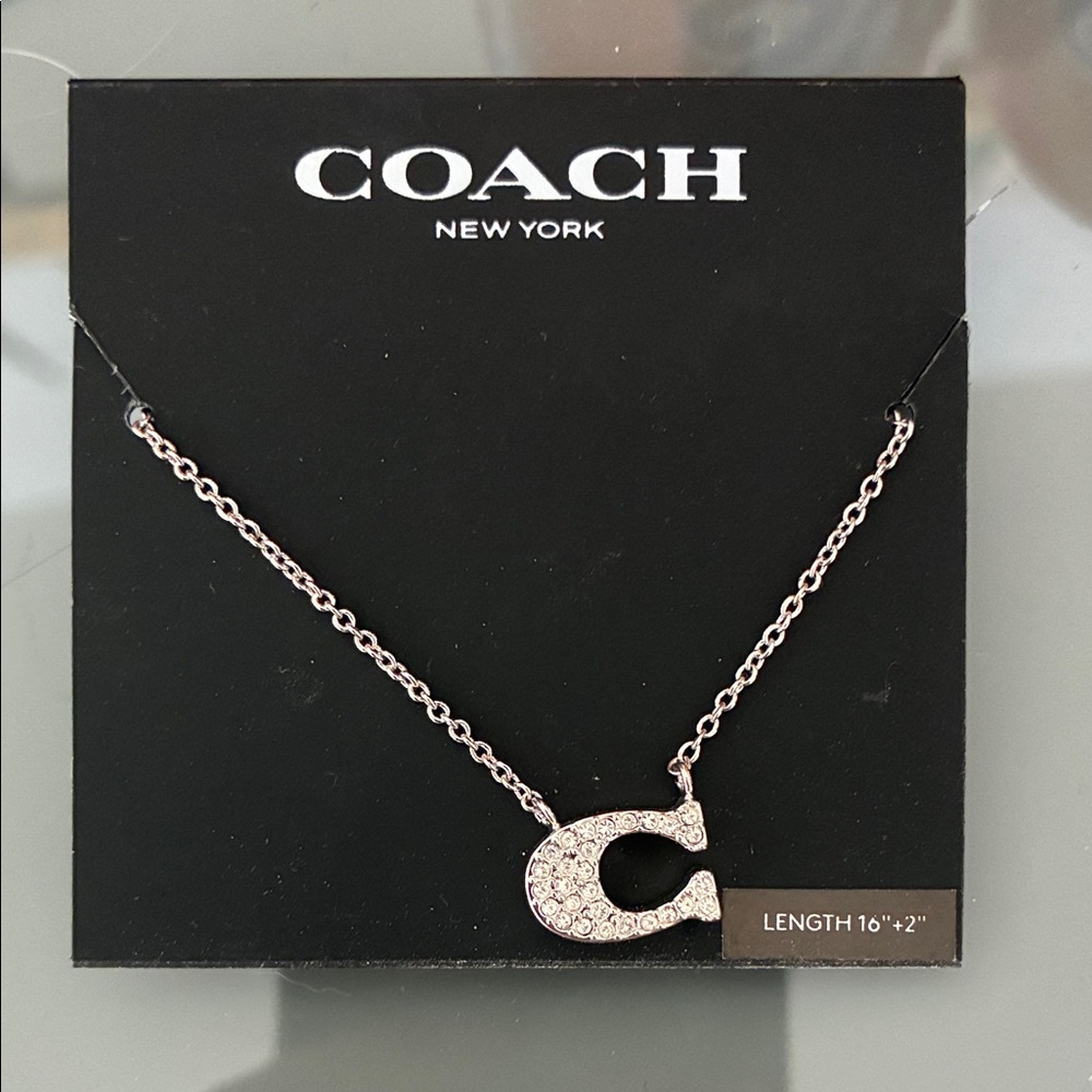 Coach Silver Necklace with Crystal C Pendant